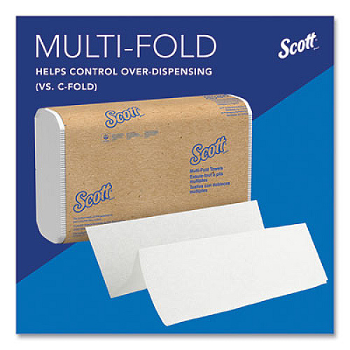 Scott Essential Multi-Fold Towels 100% Recycled, 1-Ply, 9.2 x 9.4, White, 250/Pack, 16 Packs/Carton (01807)