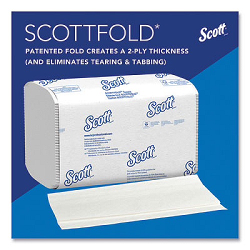 Pro Scottfold Towels, 1-Ply, 9.4 x 12.4, White, 175 Towels/Pack, 25 Packs/Carton (01980)