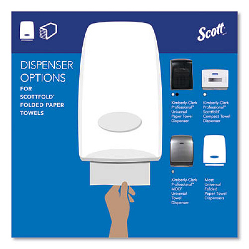 Pro Scottfold Towels, 1-Ply, 9.4 x 12.4, White, 175 Towels/Pack, 25 Packs/Carton (01980)