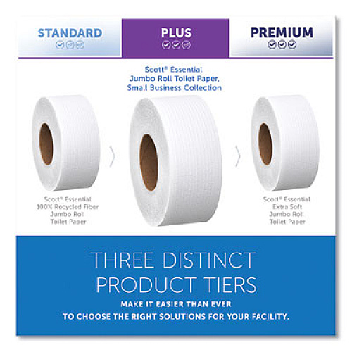 Scott Essential JRT Jumbo Roll Bathroom Tissue, Septic Safe, 2-Ply, 3.55" x 1,000 ft, White, 4 Rolls/Carton (03148)