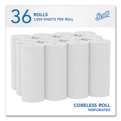Scott Essential Coreless SRB Bathroom Tissue, Septic Safe, 2-Ply, White, 1,000 Sheets/Roll, 36 Rolls/Carton (04007)