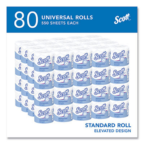 Scott Essential Standard Roll Bathroom Tissue for Business, Septic Safe, 2-Ply, White, 550 Sheets/Roll, 80 Rolls/Carton (04460)
