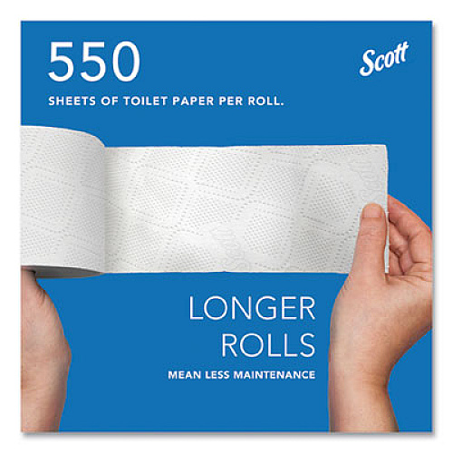 Scott Essential Standard Roll Bathroom Tissue for Business, Septic Safe, 2-Ply, White, 550 Sheets/Roll, 80 Rolls/Carton (04460)