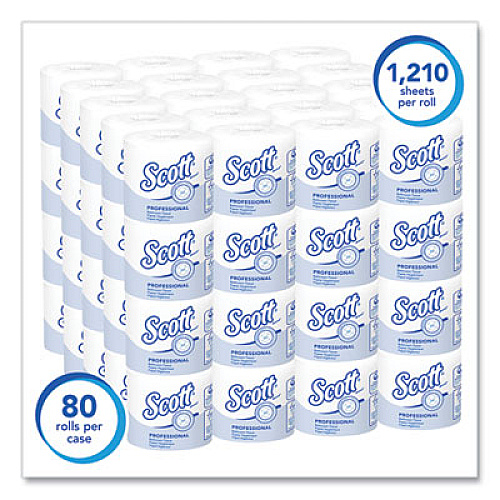 Scott Essential Standard Roll Bathroom Tissue for Business, Septic Safe, 1-Ply, White, 1,210 Sheets/Roll, 80 Rolls/Carton (05102CT)