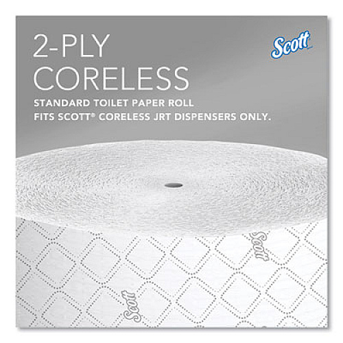 Scott Essential Coreless JRT, Septic Safe, 2-Ply, 3.75" x 1,150 ft, White, 12 Rolls/Carton (07006)