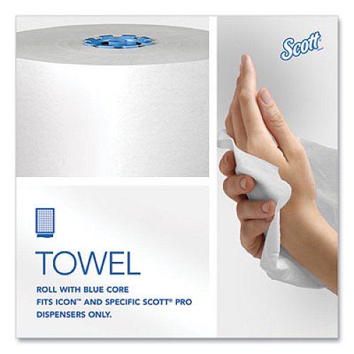 Pro Hard Roll Paper Towels with Absorbency Pockets for Scott Pro Dispenser, Blue Core Only, 1-Ply, 7.5" x 900 ft, 6 Rolls/CT (43959)