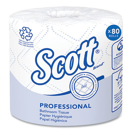 Scott Essential 100% Recycled Fiber SRB Bathroom Tissue, Septic Safe, 2-Ply, White, 473 Sheets/Roll, 80 Rolls/Carton (13217)