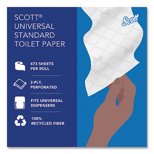 Scott Essential 100% Recycled Fiber SRB Bathroom Tissue, Septic Safe, 2-Ply, White, 473 Sheets/Roll, 80 Rolls/Carton (13217)