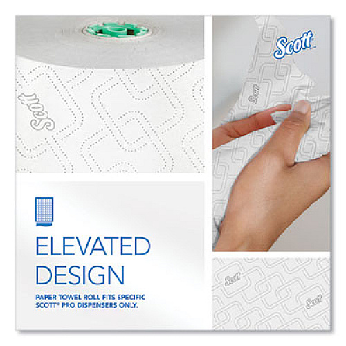 Pro Hard Roll Paper Towels with Elevated Scott Design for Scott Pro Dispenser, Green Core Only, 1-Ply, 1,150 ft, 6 Rolls/CT (25700)