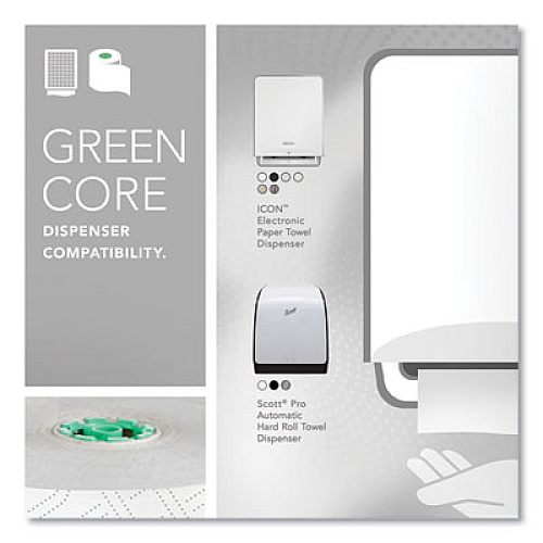 Pro Hard Roll Paper Towels with Elevated Scott Design for Scott Pro Dispenser, Green Core Only, 1-Ply, 1,150 ft, 6 Rolls/CT (25700)