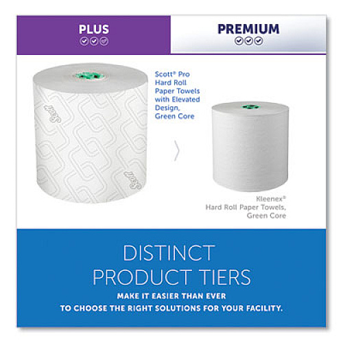 Pro Hard Roll Paper Towels with Elevated Scott Design for Scott Pro Dispenser, Green Core Only, 1-Ply, 1,150 ft, 6 Rolls/CT (25700)
