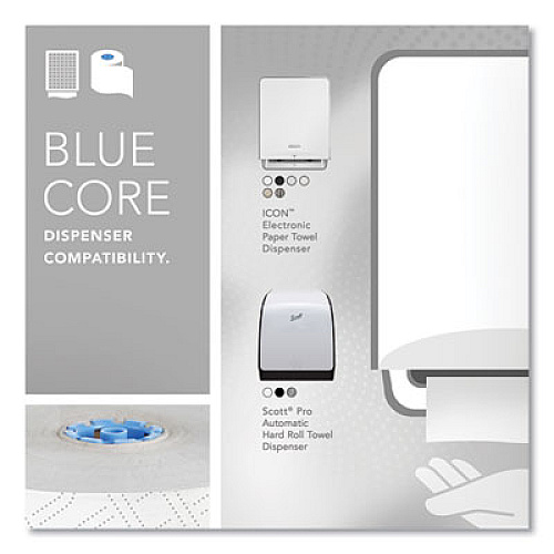 Pro Hard Roll Paper Towels with Elevated Scott Design for Scott Pro Dispenser, Blue Core Only, 1-Ply, 1,150 ft, 6 Rolls/CT (25702)