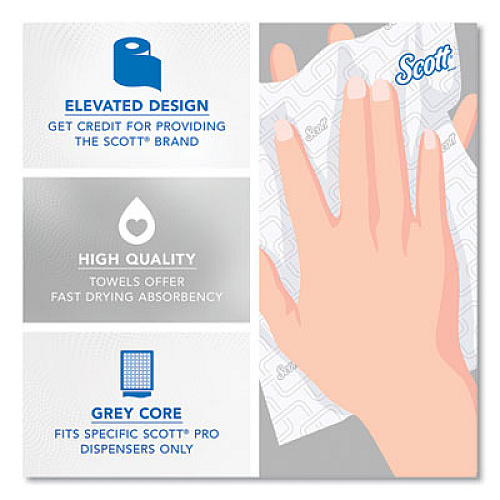 Pro Hard Roll Paper Towels with Elevated Scott Design for Scott Pro Dispenser, Gray Core Only, 1-Ply, 1,150 ft, 6 Rolls/CT (25703)