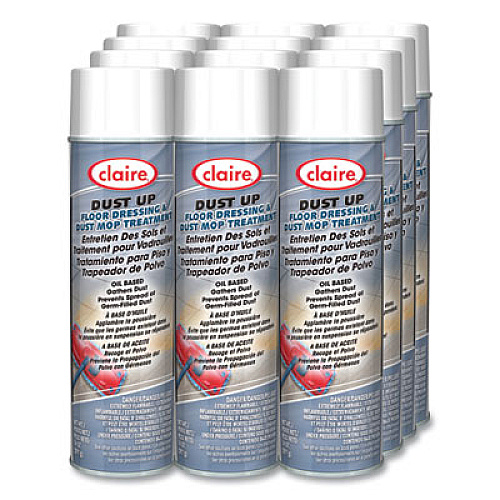 Claire Dust Up Floor Dressing and Dust Mop Treatment, Lemon Scent, 14 oz Aerosol Spray, Dozen (875)