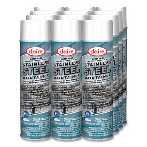 Claire Stainless Steel Maintainer, Lemon Scent, 16 oz Aerosol Spray, Dozen (844)
