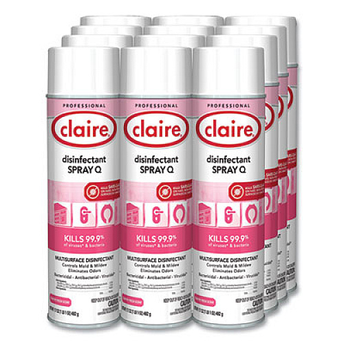 Claire Spray Q Disinfectant, Country Fresh Scent, 17 oz Aerosol Spray, Dozen (1001)