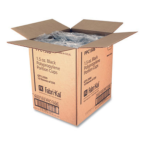 Fabri-Kal Portion Cups, 1.5 oz, Plastic, Black, 250/Sleeve, 10 Sleeves/Carton (PPC150B)