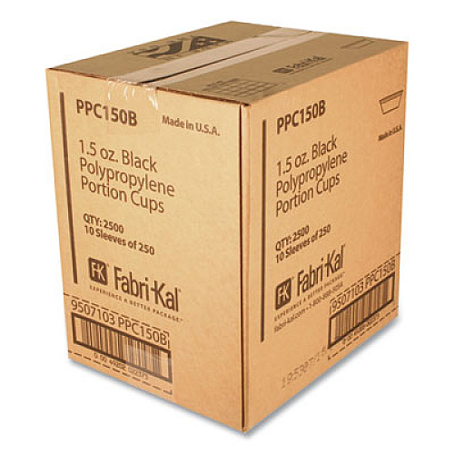 Fabri-Kal Portion Cups, 1.5 oz, Plastic, Black, 250/Sleeve, 10 Sleeves/Carton (PPC150B)
