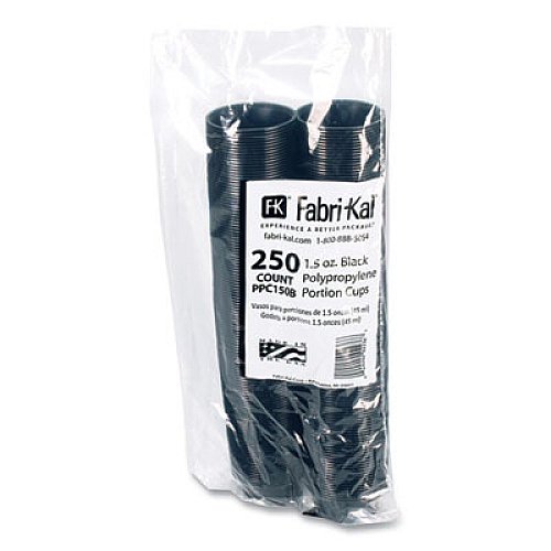 Fabri-Kal Portion Cups, 1.5 oz, Plastic, Black, 250/Sleeve, 10 Sleeves/Carton (PPC150B)