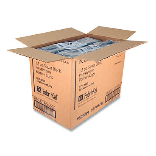 Fabri-Kal Portion Cups, 1.5 oz, Squat, Plastic, Black, 250/Sleeve, 10 Sleeves/Carton (PC150SB)