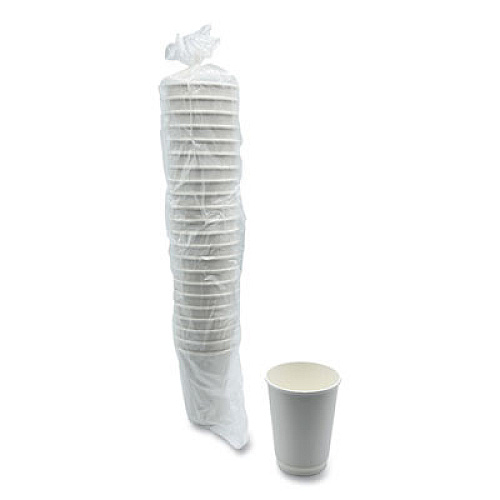 Boardwalk Paper Hot Cups, Double-Walled, 12 oz, White, 500/Carton (DW12HCUP)