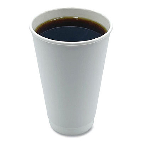 Boardwalk Paper Hot Cups, Double-Walled, 16 oz, White, 500/Carton (DW16HCUP)