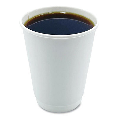 Boardwalk Paper Hot Cups, Double-Walled, 12 oz, White, 500/Carton (DW12HCUP)