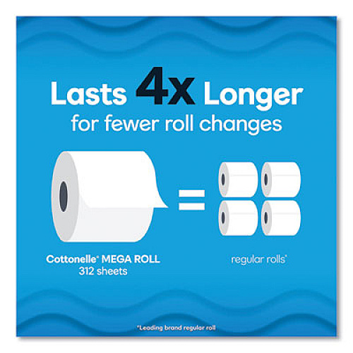 Cottonelle Ultra CleanCare Toilet Paper, Strong Tissue, Septic Safe, 1-Ply, White, 284 Sheets/Roll, 6 Rolls/Pack, 36 Rolls/Carton (55699)
