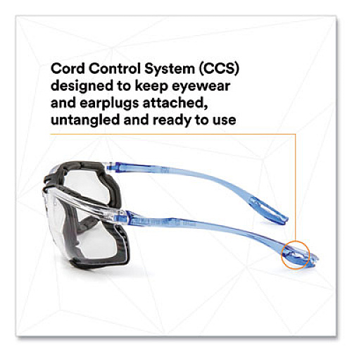 3M Virtua CCS Protective Eyewear with Foam Gasket, Blue Half Frame, Clear Dual Lens (1187200000)