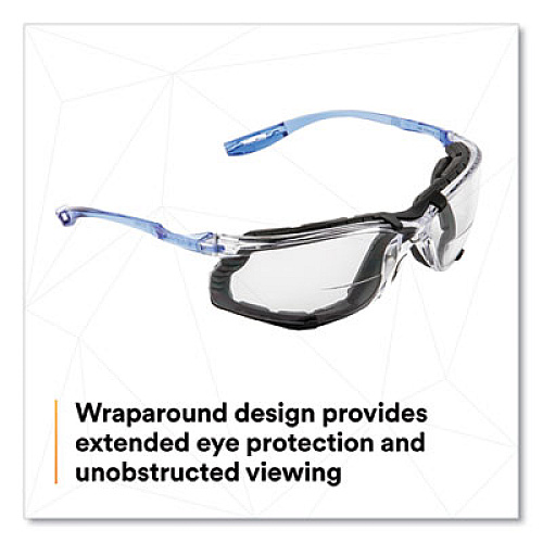 3M Virtua CCS Protective Eyewear with Foam Gasket, Blue Half Frame, Clear Dual Lens (1187200000)