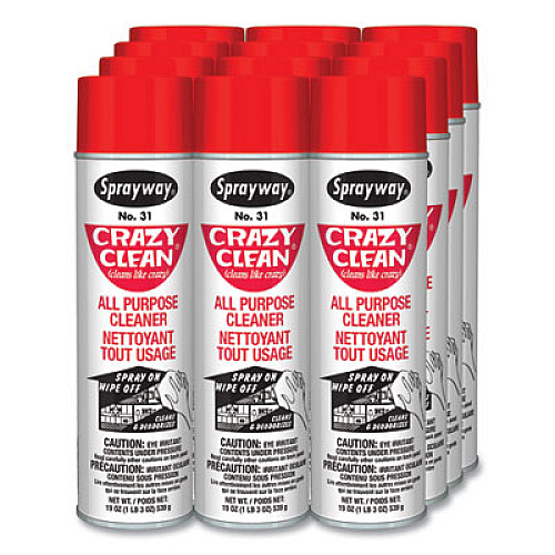 Sprayway Crazy Clean All Purpose Cleaner, Floral Scent, 19 oz Aerosol Spray, Dozen (031)