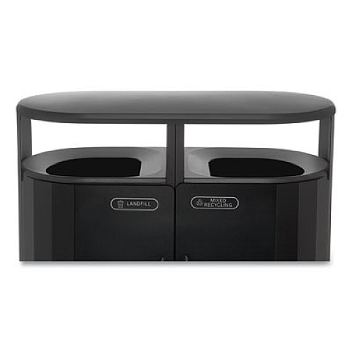 Rubbermaid Commercial RESIST Dual Stream Waste and Recycling Container, 46 gal, Metal, Black (2184980)