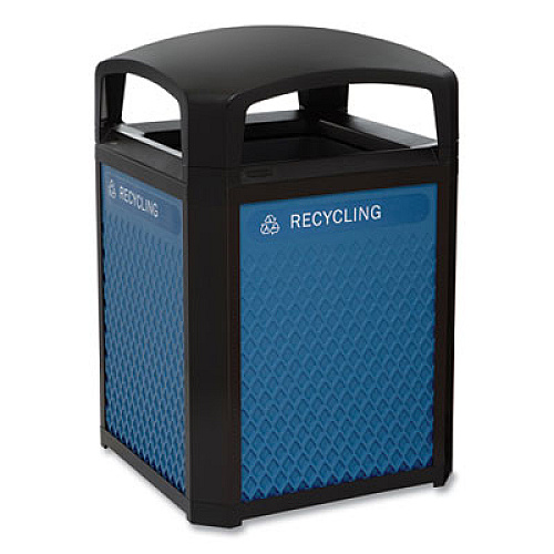 Rubbermaid Commercial Medium Prelabeled Recycled Waste Panels for Tailor and Landmark Series Containers, 20.72" x 0.5" x 27.95", Blue, 4/Carton (2182677)