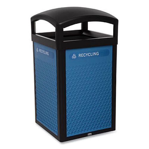 Rubbermaid Commercial Large Prelabeled Recycled Waste Panels for Tailor and Landmark Series Containers, 20.72" x 0.5" x 34.33", Blue, 4/Carton (2182674)
