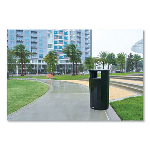 Rubbermaid Commercial RESIST Round Waste Container, 33 gal, Metal, Black (2185041)
