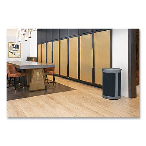 Rubbermaid Commercial ENHANCE Series Waste Receptacle, 23 gal, Metal, Pearl Gray/Umbra Gray (2172849)