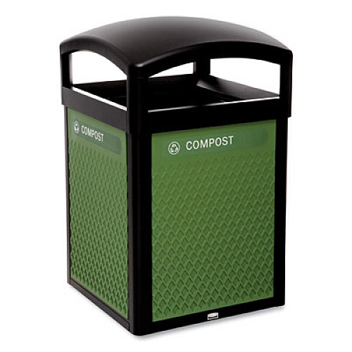Rubbermaid Commercial Medium Prelabeled Compost Waste Panels for Tailor and Landmark Series Containers, 20.72" x 0.5" x 27.95", Green, 4/Carton (2182673)