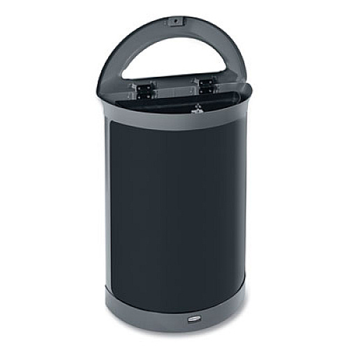 Rubbermaid Commercial ENHANCE Series Waste Receptacle, 11.5 gal, Metal, Umbra Gray/Pearl Gray (2172845)