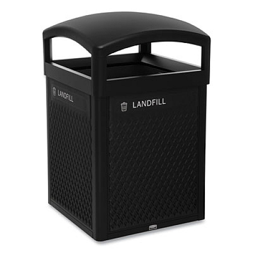 Rubbermaid Commercial Medium Prelabeled Landfill Waste Panels for Tailor and Landmark Series Containers, 20.72" x 0.5" x 27.95", Black, 4/Carton (2182671)