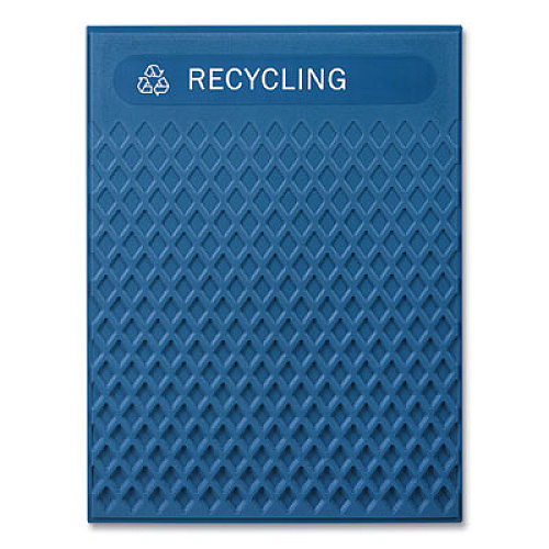 Rubbermaid Commercial Medium Prelabeled Recycled Waste Panels for Tailor and Landmark Series Containers, 20.72" x 0.5" x 27.95", Blue, 4/Carton (2182677)