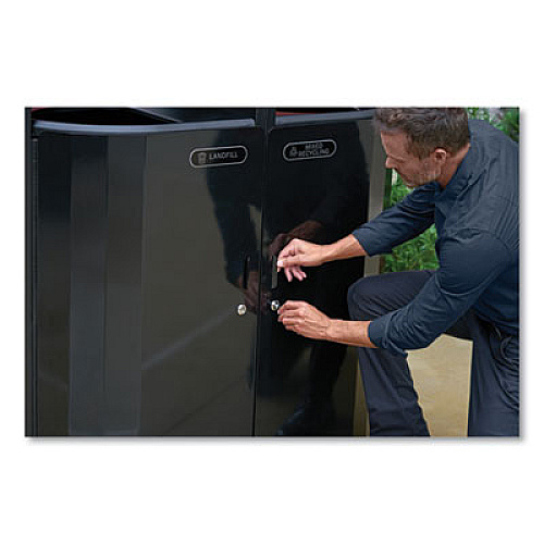 Rubbermaid Commercial RESIST Dual Stream Waste and Recycling Container, 46 gal, Metal, Black (2184980)