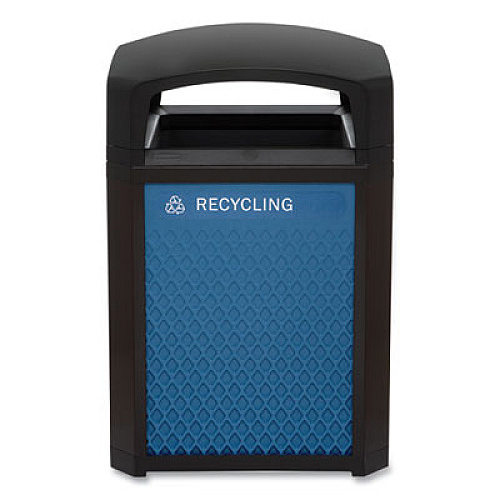 Rubbermaid Commercial Medium Prelabeled Recycled Waste Panels for Tailor and Landmark Series Containers, 20.72" x 0.5" x 27.95", Blue, 4/Carton (2182677)