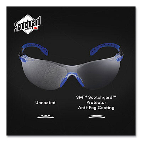 3M Solus 1000 Series Safety Glasses, Frameless, Blue Arms, Clear Single Lens (S1101SGAF)