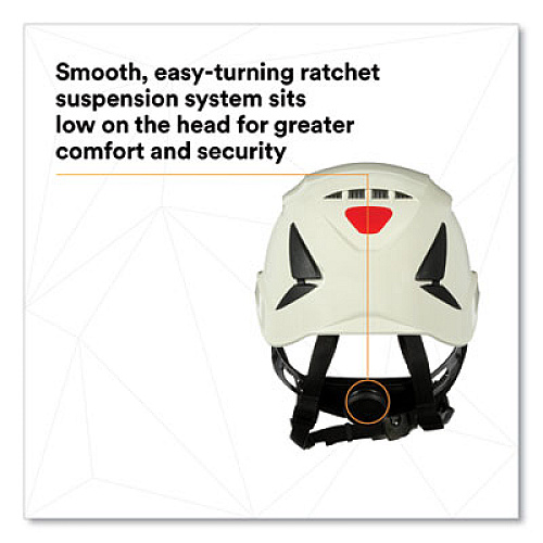 3M SecureFit X5000 Series Safety Helmet, Vented, 6-Point Pressure Diffusion Ratchet Suspension, White (X5001VANSI)