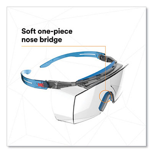 3M SecureFit 3700 Protective Eyewear, Blue Half Frame OTG, Clear Single Lens (SF3701XSGAB)