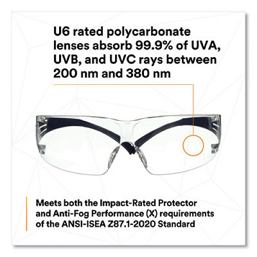 3M SecureFit 200 Protective Eyewear, Frameless, Clear Single Lens (SF201SGAFBLU)