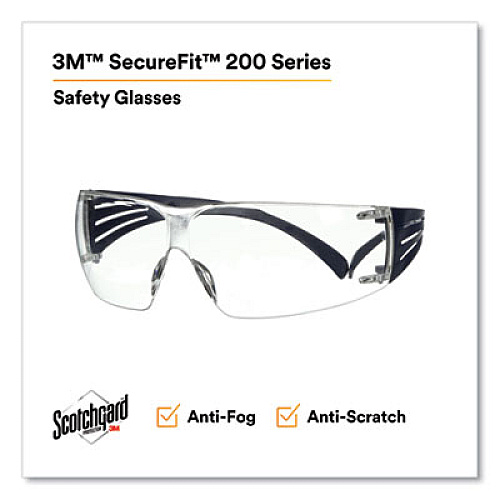 3M SecureFit 200 Protective Eyewear, Frameless, Clear Single Lens (SF201SGAFBLU)
