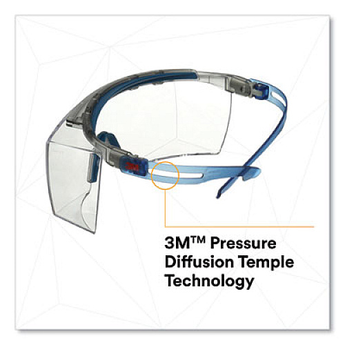 3M SecureFit 3700 Protective Eyewear, Blue Half Frame OTG, Clear Single Lens (SF3701XSGAB)
