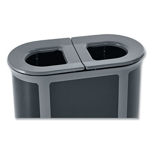 Rubbermaid Commercial ENHANCE PILL Dual Stream Waste Receptacle, (2) 23 gal Capacity Bins, Metal, Umbra Gray/Pearl Gray (2172843)