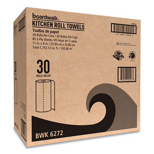 Boardwalk Kitchen Roll Towel, 2-Ply, 11 x 9, White, 85 Sheets/Roll, 30 Rolls/Carton (6272)